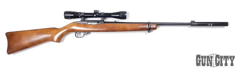 22 Ruger 10/22 Blued Wood 19" with Scope & Silencer Carousel 1