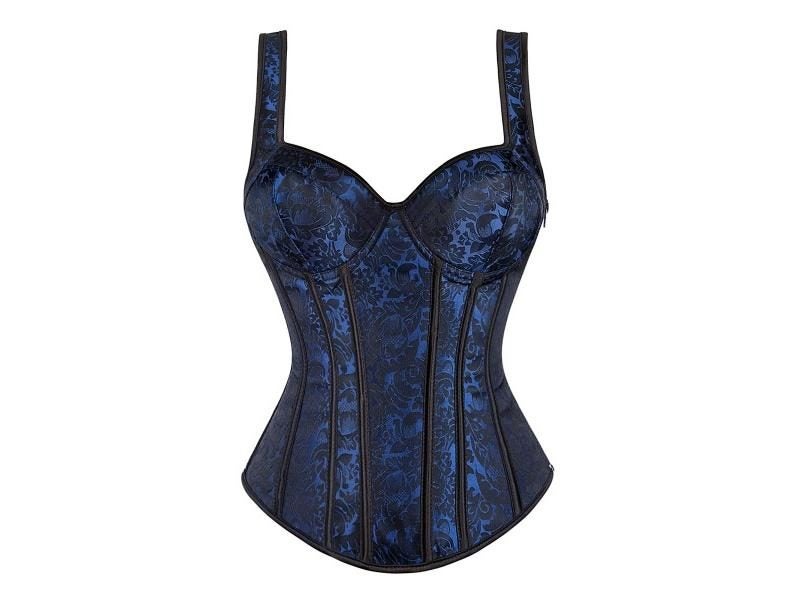 Women Corset With Straps Black Overbust Corsets Vest Plus Size Steampunk Carousel 1