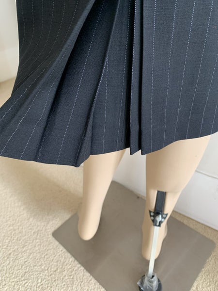 Pencil skirt, pinstripe navy wool Carousel 2