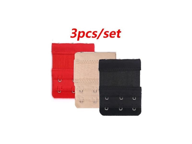 3PC Ladies Bra Extenders Strap Extensions 3 Hooks 2 Rows Belt Buckle Elastic Carousel 1