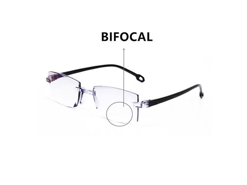 Anti Blue Light Reading Glasses Bifocal Multifocal Rimless Flexible Glasses Carousel 1