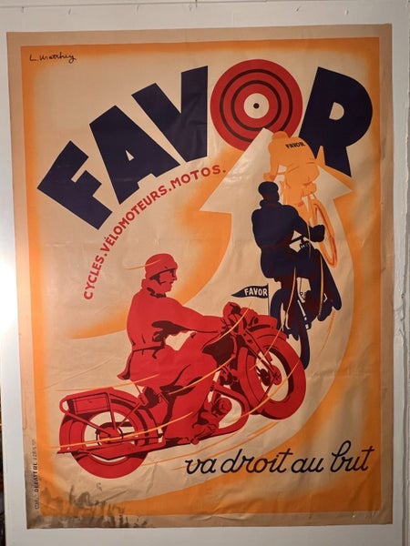 must see $ 1 reserve Massive Vintage FAVOR Motorcycles Bullseye Poster Carousel 2