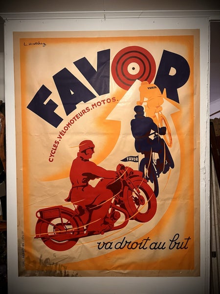 must see $ 1 reserve Massive Vintage FAVOR Motorcycles Bullseye Poster Carousel 1