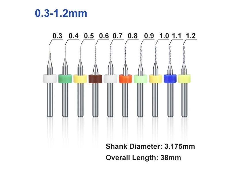 XCAN 10pcs/Set 0.3mm To 1.2mm PCB Mini Drill Bit Tungsten Steel Carbide For Carousel 1