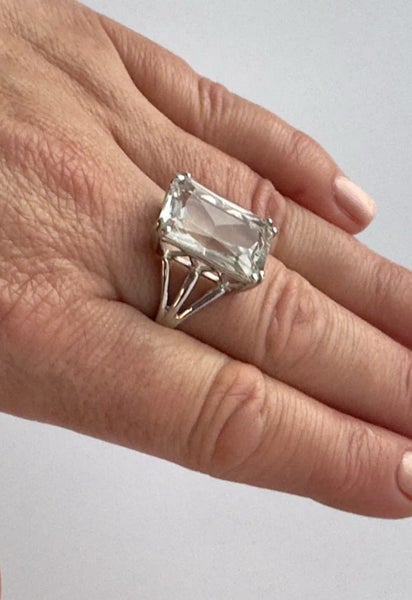 10 Carat Vintage White Topaz Emerald Cut Ring Carousel 5