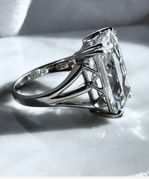 10 Carat Vintage White Topaz Emerald Cut Ring Carousel 2