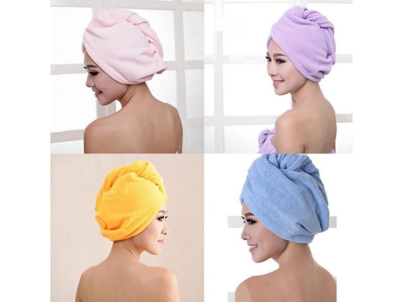 Microfiber Hair Drying Towel Wrap Turban Hat For Shower Drying Carousel 1