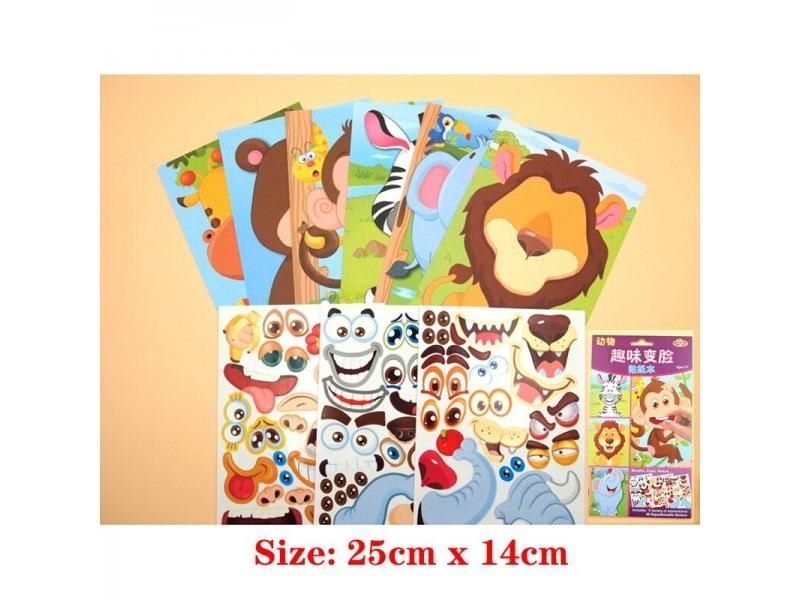 Kids DIY Stickers Puzzle Games For Face Princess Animal Dinosaur Assemble Carousel 1