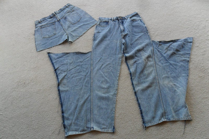Denim Jeans cut into fabric pieces Carousel 1
