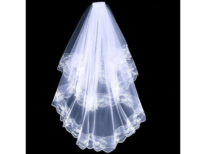Wedding Veils Two/one Layer Short Lace Bridal Veil With Comb Black White For Carousel 1