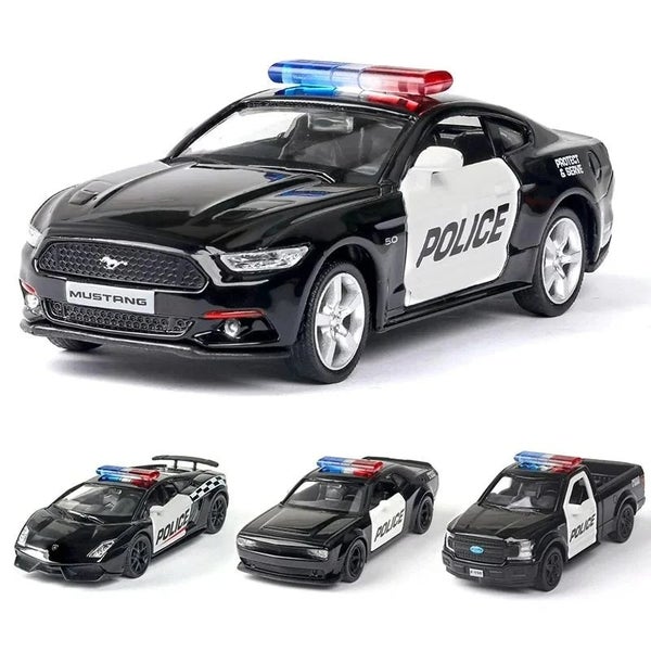 1/36 Car Model Toy Ford Lamborghini Challenger Diecast Alloy Police with Pull Carousel 1
