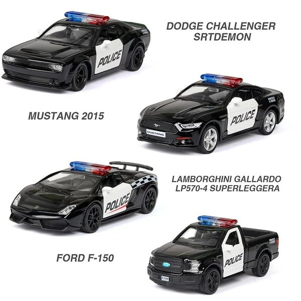 1/36 Car Model Toy Ford Lamborghini Challenger Diecast Alloy Police with Pull Carousel 6