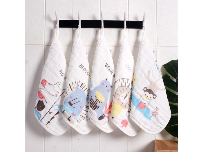 100 Cotton Square Face Towel 5piece/set Muslin Baby Wipes Wash Cloths Carousel 1