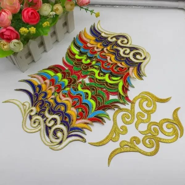 Iron On 3D Flower Patches Party Decoration Gold Embroidery Vintage Metallic Carousel 1