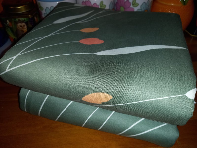 Pair of Sage Green Lined Curtains Made with Vintage Fabric NEW Carousel 3