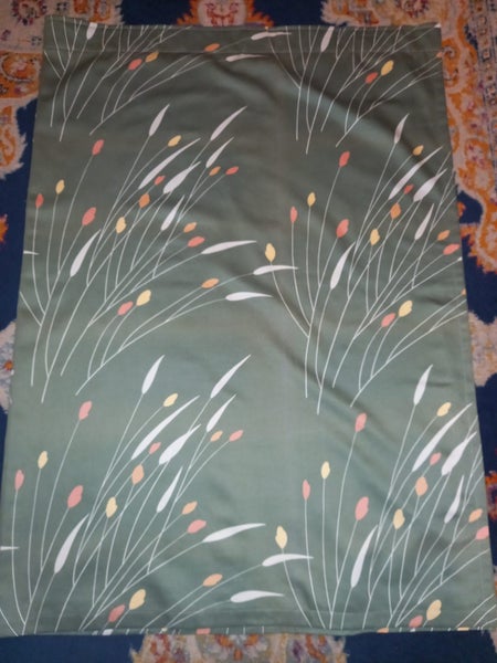 Pair of Sage Green Lined Curtains Made with Vintage Fabric NEW Carousel 1