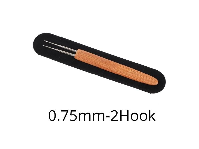 Profeesional Dreadlock Crochet Bamboo Handle Hook 0.5Mm 0.75Mm 1-Hook 2-Hooks Carousel 1