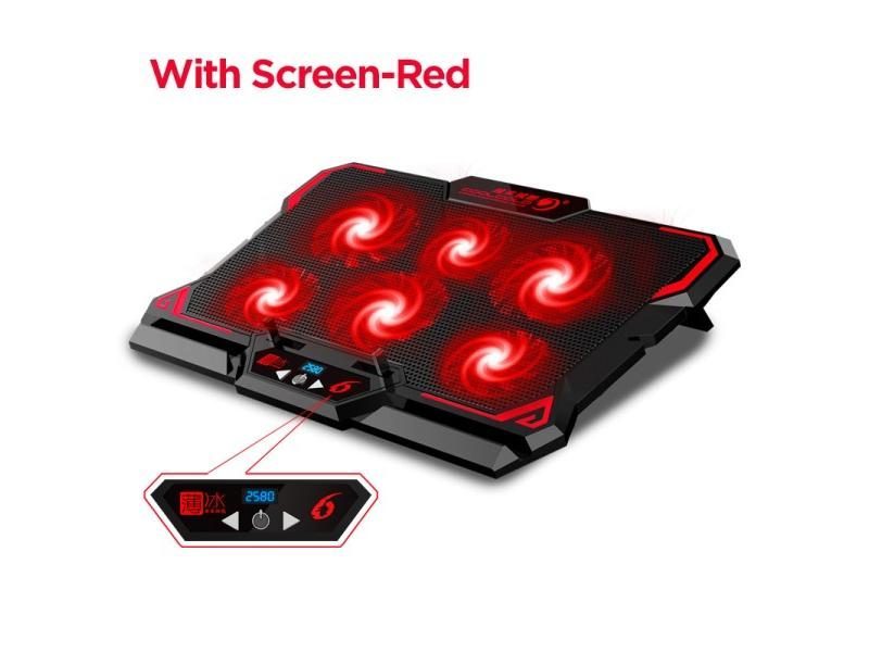 COOLCOLD 17inch Gaming Laptop Cooler Six Fan Led Screen Two USB Port 2600RPM Carousel 1