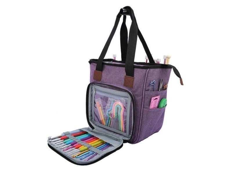 Przenosna Torba Z Dzianiny Welny Szydelko Haki Nici Torba Do Przechowywania Carousel 1