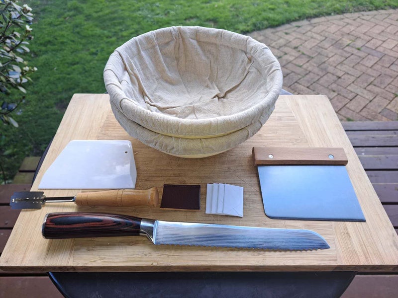 Double SourDough Proofing Basket Kit - Circle Banneton Bowls + Bread Knife Carousel 1