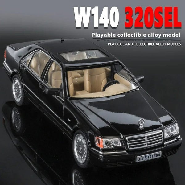 1/24 Alloy W140 320SEL Classic Limousine Alloy Diecast Model Car Sound &light Carousel 2