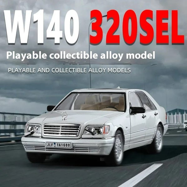 1/24 Alloy W140 320SEL Classic Limousine Alloy Diecast Model Car Sound &light Carousel 1