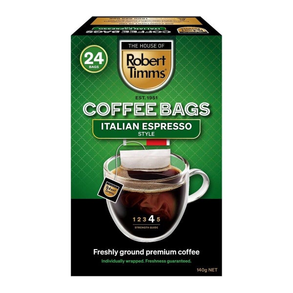 Robert Timms Italian Espresso Style Instant Coffee Bags 24 Pack Carousel 1