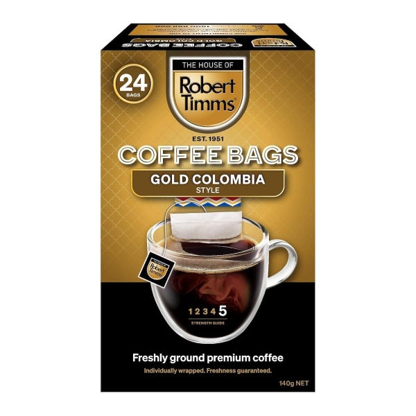 Robert Timms Gold Columbian Style Instant Coffee Bags 24 Pack Carousel 1