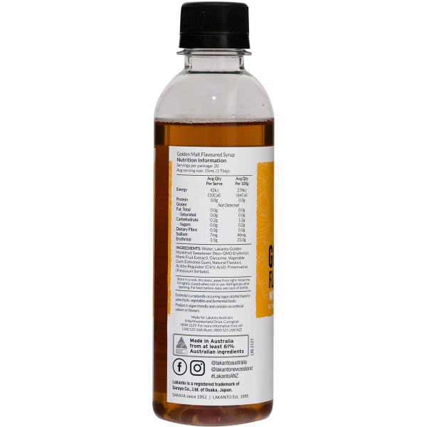 Lakanto No Added Sugar Golden Malt Syrup with Monkfruit Sweetener 300ml Carousel 2