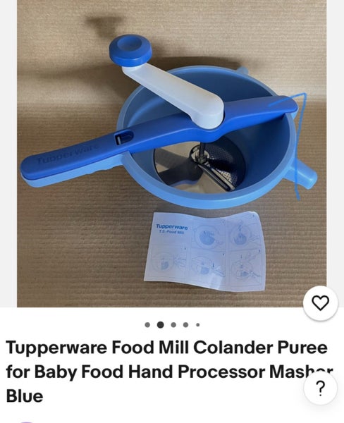 Tupperware Mouli/Food Mill Colander Puree Baby Food Hand Processor Masher Blue62863216064898113