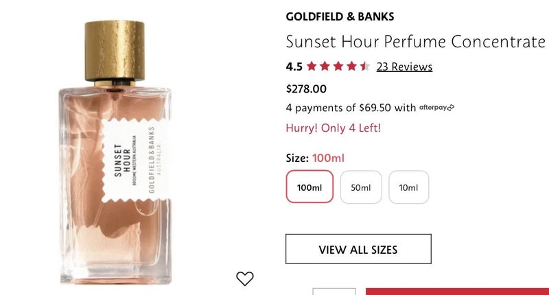 Sunset Hour by Goldfield & Banks niche fragrance 100ml bottle 30mls remaining62863869776003113
