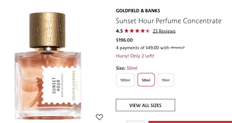 Sunset Hour by Goldfield & Banks niche fragrance 100ml bottle 30mls remaining62863869776003114