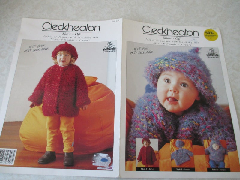 Baby Knitting Pattern - Cleckheaton - Easy Knit Jacket, Jumper and Hat Carousel 1
