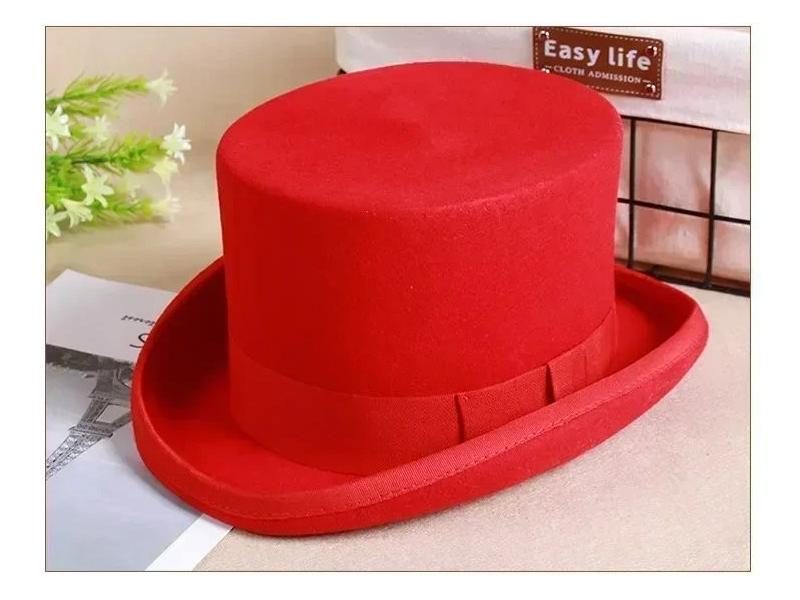Wool Flat Top Hat Magician Cap Steampunk Hat In Black Luxury Carousel 1