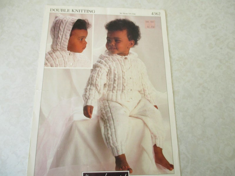 Baby Knitting Pattern - Hayfield Hooded Jacket and Trousers Carousel 1