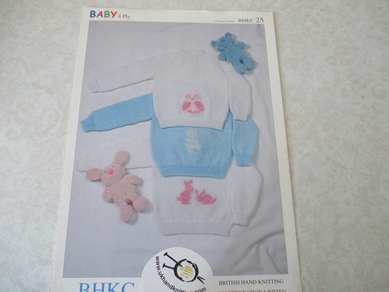 Baby Knitting Pattern - BHKC Sweaters with Owl, Duck, Rabbits on them Carousel 1