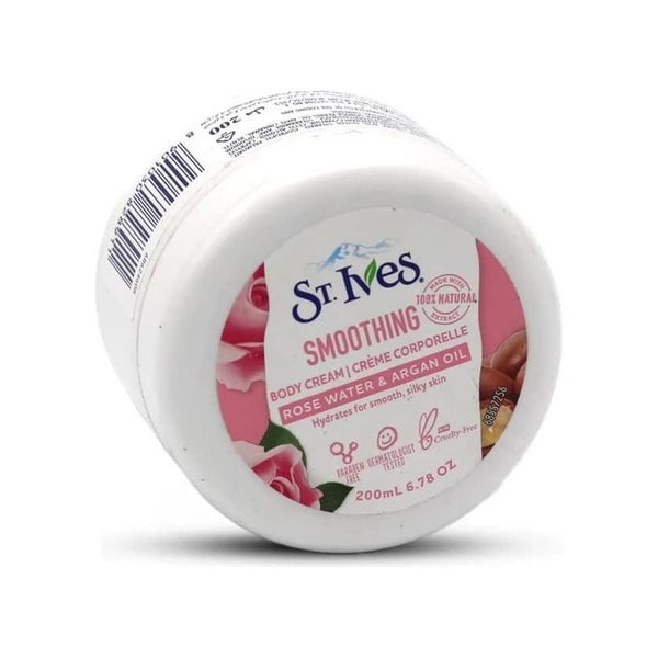 St Ives Smoothing Body Cream Rose Water and Argan Oil 200ml Carousel 1