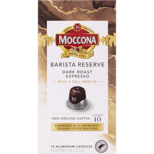 Moccona Barista Reserve Dark Roast Espresso Coffee Pods Capsules 10 Pack Carousel 2
