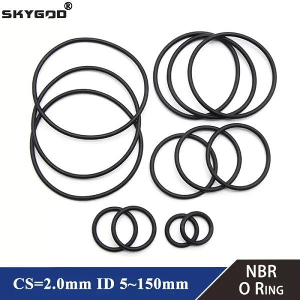 10/50pcs NBR O Ring Gasket CS 2mm OD 5mm-150mm Nitrile Butadiene Rubber Spacer Carousel 2