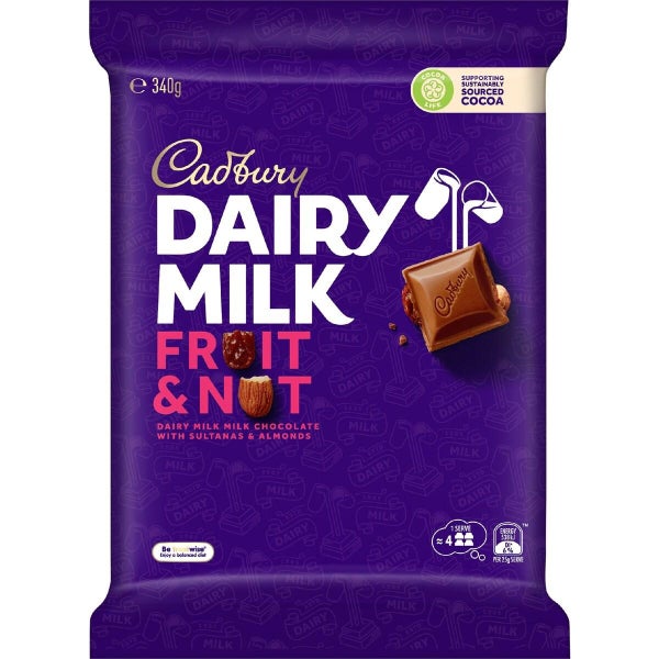 Cadbury Dairy Milk Fruit and Nut Large Chocolate Block 340g Carousel 1