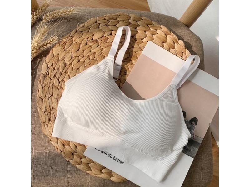 Women's Seamless Solid Color U Back Underwear Crop Top With Chest Pad Carousel 1