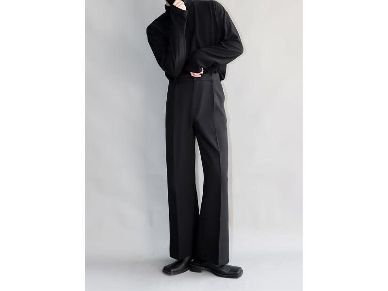 Mauroicardi Mens Spring Autumn Black Flowy Straight High Waist Casual Trousers Carousel 1