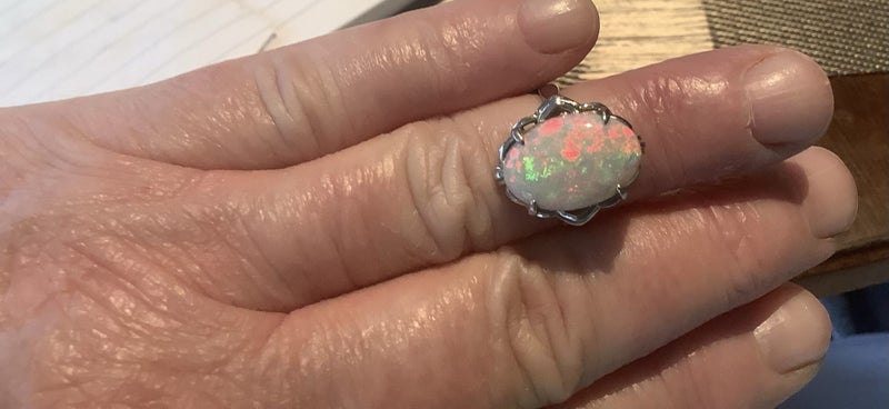 Large Natural Opal set in Platinum ring Carousel 1
