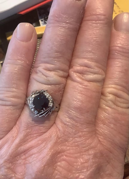 Bespoke Natural Sapphire and Diamond platinum Ring Size O Carousel 1