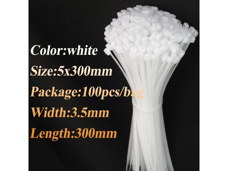 100pcs/bag Cable Tie Self-locking Plastic Nylon Tie White Organiser Fasten Carousel 1
