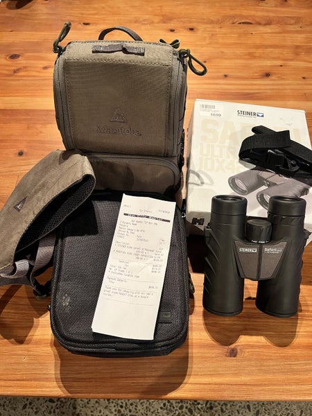 Steiner Safari Ultrasharp 10x42 binoculars and Manitoba chest front carry bag Carousel 1