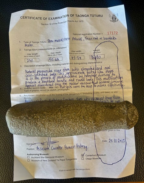 Early maori Patu Muka or Patu Aruhe - Taonga, artefact New Zealand Y17172 Carousel 1