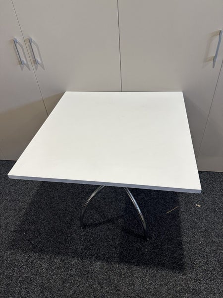 Square White Table 805mm x 805mm x 750mm high, chrome legs Carousel 1