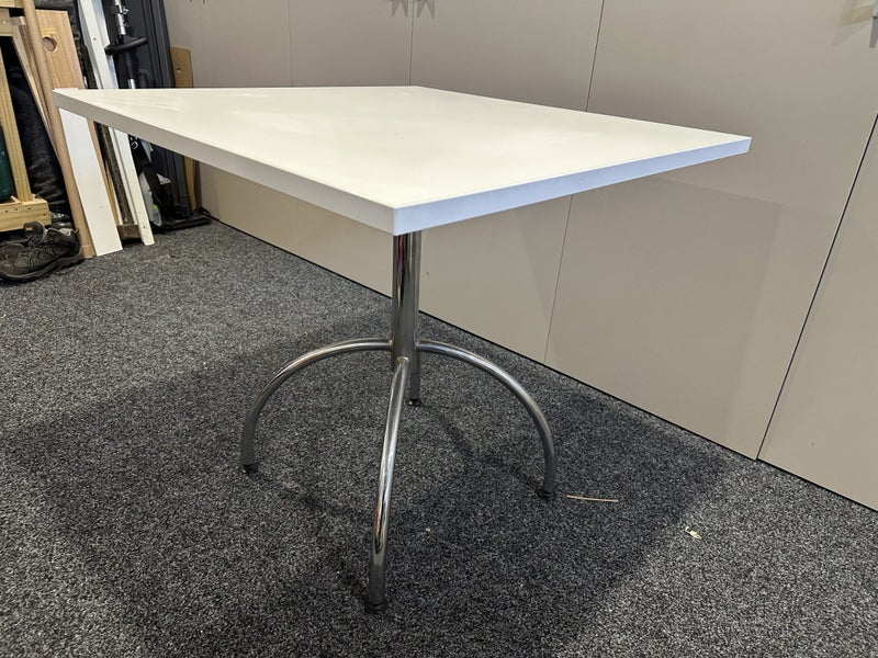 Square White Table 805mm x 805mm x 750mm high, chrome legs Carousel 2