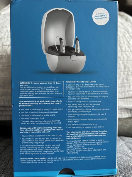 Sennheiser All-Day Clear Slim ADCS1 Bluetooth OTC Hearing Aids62950955253251113